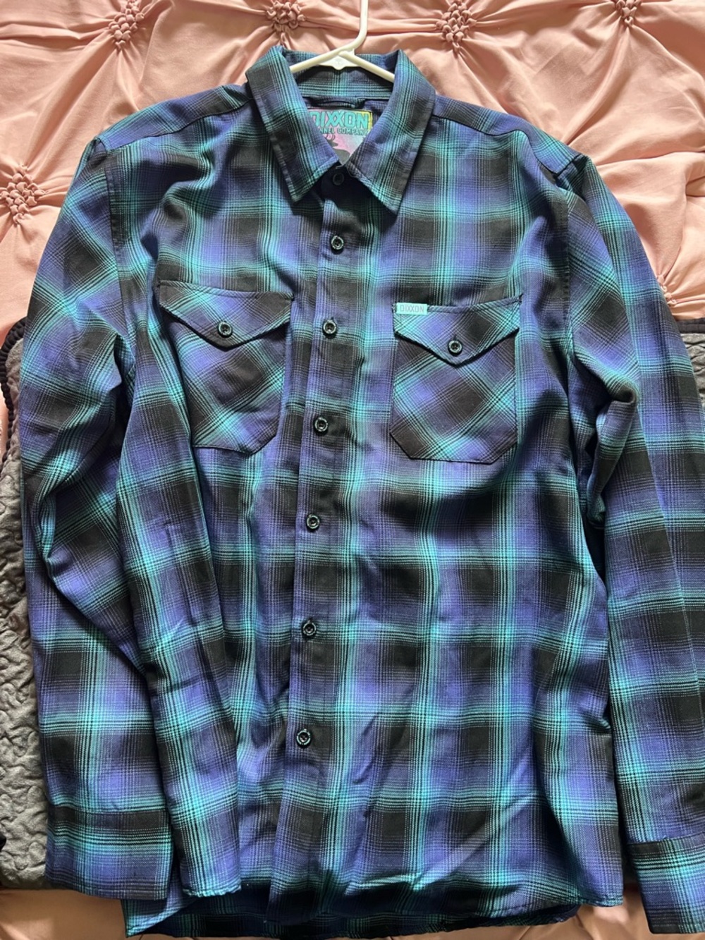 DIXXON Flannel XL Blue and Teal Plaid Button-Up Shirt